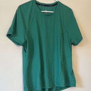 Spyder Active Shirt Womens XL Green Ribbed Short Sleeve Stretch Athletic Top